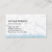 ハウスクリーニングサービスモダンブルーグリッター大理石 名刺 (裏面)