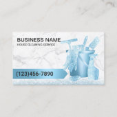 ハウスクリーニングサービスモダンブルーグリッター大理石 名刺 (正面)
