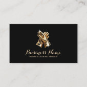 ハウスクリーニングサービスモダン金ゴールド手袋メイド 名刺 (正面)