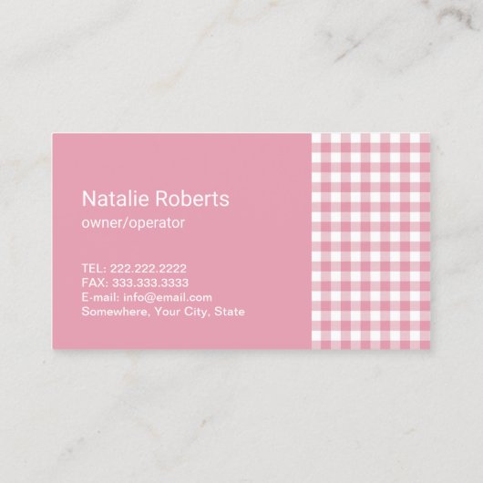 ハウスクリーニングサービス漫画メイドピンクプレイド 名刺 (裏面)