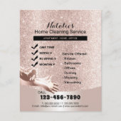 ハウスクリーニングサービス赤面バラ金ゴールドグリッター チラシ (正面)