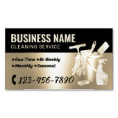ハウスクリーニングサービス金ゴールドグリッターハウスキーピング マグネット名刺 (正面)