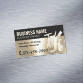 ハウスクリーニングサービス金ゴールドグリッターハウスキーピング マグネット名刺 (インサイチュ)