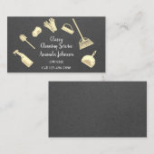 ハウスクリーニングサービス金ゴールドロゴメイドオフィスクラフ 名刺 (正面/裏面)