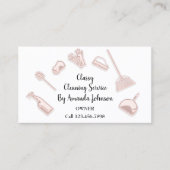 ハウスクリーニングサービス金ゴールドロゴメイド赤面 名刺 (正面)