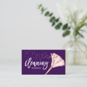 ハウスクリーニングサービス ローズゴールド ダスター パープル 名刺 (スタンド正面)