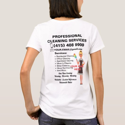 ハウスクリーニングサービス 家事代行 掃除 Tシャツ (裏面)