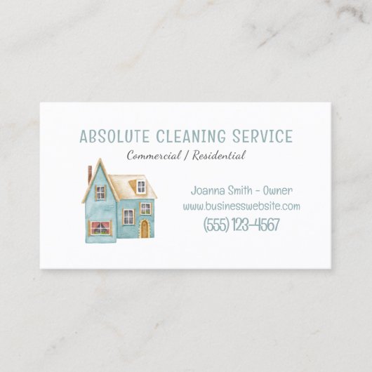ハウスクリーニングハウスキーピングサービスウォーターカラー 名刺 (正面)