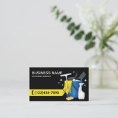 ハウスクリーニングハウスキーピングサービスブラック&イエロー 名刺 (スタンド正面)