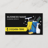 ハウスクリーニングハウスキーピングサービスブラック&イエロー 名刺 (正面)