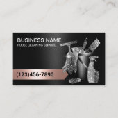 ハウスクリーニングハウスキーピングブラック&バラ金ゴールド 名刺 (正面)