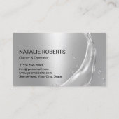 ハウスクリーニングハウスキーピングモダンほこりっぽいブルー 名刺 (裏面)