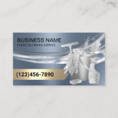 ハウスクリーニングハウスキーピングモダンほこりっぽいブルー 名刺 (正面)