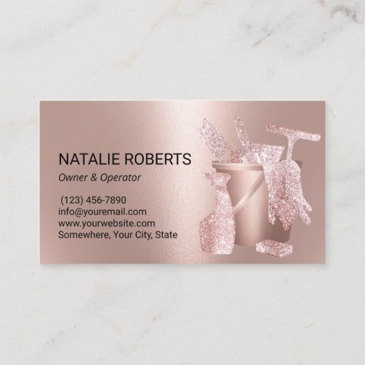 ハウスクリーニングハウスキーピングモダンバラ金ゴールドドリップ 名刺 (裏面)