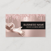 ハウスクリーニングハウスキーピングモダンバラ金ゴールドドリップ 名刺 (正面)