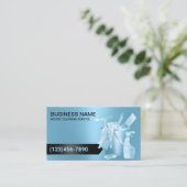 ハウスクリーニングハウスキーピングモダンブルーグリッター 名刺 (スタンド正面)