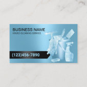 ハウスクリーニングハウスキーピングモダンブルーグリッター 名刺 (正面)