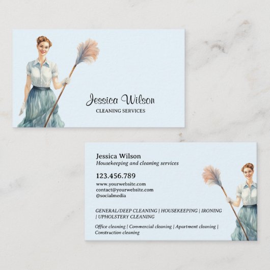 ハウスクリーニングハウスキーピングレトロメイドサービス 名刺 (正面/裏面)
