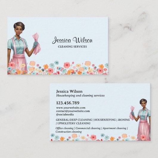 ハウスクリーニングハウスキーピングレトロメイドサービス 名刺 (正面/裏面)