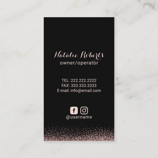 ハウスクリーニングバラ金ゴールドタイポグラフィハウス保ズ 名刺 (裏面)