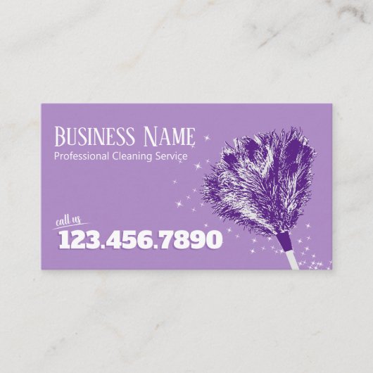 ハウスクリーニングフェザーダスターハウスキーピングパープル 名刺 (正面)