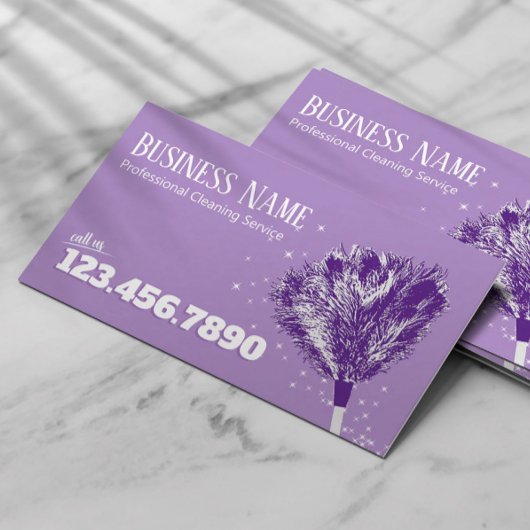 ハウスクリーニングフェザーダスターハウスキーピングパープル 名刺