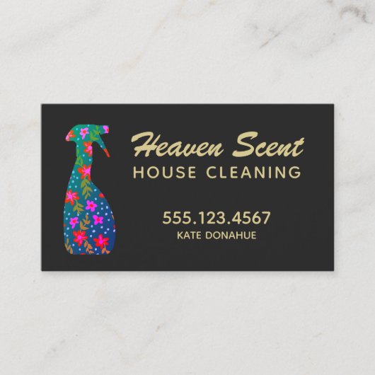 ハウスクリーニングフローラスプレーボトル 名刺 (正面)
