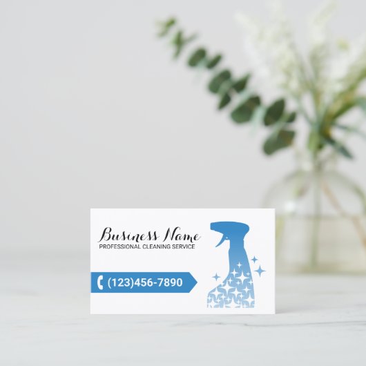 ハウスクリーニングブルースプレークリーナーハウスキーピング 名刺 (スタンド正面)