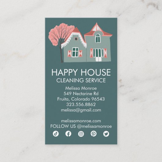 ハウスクリーニングホームサービスソーシャル魅力的アイコン 名刺 (正面)
