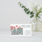 ハウスクリーニングホームサービスピンクグリーンQRコード 名刺 (スタンド正面)