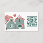 ハウスクリーニングホームサービスピンクグリーンQRコード 名刺 (裏面)