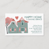 ハウスクリーニングホームサービスピンクグリーンQRコード 名刺 (正面)