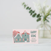 ハウスクリーニングホームサービスピンク魅力的グリーン 名刺 (スタンド正面)