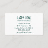 ハウスクリーニングホームサービスピンク魅力的グリーン 名刺 (裏面)