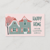 ハウスクリーニングホームサービスピンク魅力的グリーン 名刺 (正面)