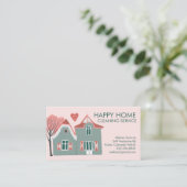 ハウスクリーニングホームサービスピンク魅力的グリーン 名刺 (スタンド正面)