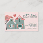 ハウスクリーニングホームサービスピンク魅力的グリーン 名刺 (正面)
