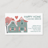 ハウスクリーニングホームサービスピンク魅力的グリーン 名刺 (正面)