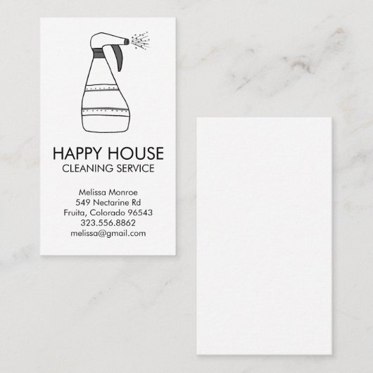 ハウスクリーニングホームサービス用品スプレーボトル 名刺 (正面/裏面)