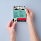 ハウスクリーニングメイドサービスティール（緑がかった色）写真 チラシ (手)