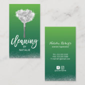 ハウスクリーニングメイドサービスプロフェッショナルグリーン 名刺 (正面/裏面)