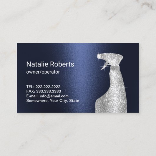 ハウスクリーニングメイドサービスモダンネイビーブルー 名刺 (裏面)