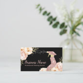 ハウスクリーニングメイドサービスモダンフローラブラック 名刺 (スタンド正面)