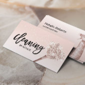 ハウスクリーニングメイドサービス赤面ピンクタイポグラフィ 名刺