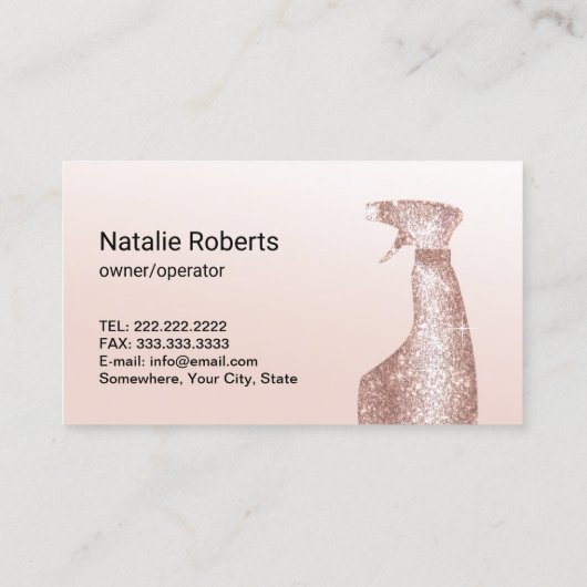 ハウスクリーニングメイドサービス赤面ピンクタイポグラフィ 名刺 (裏面)