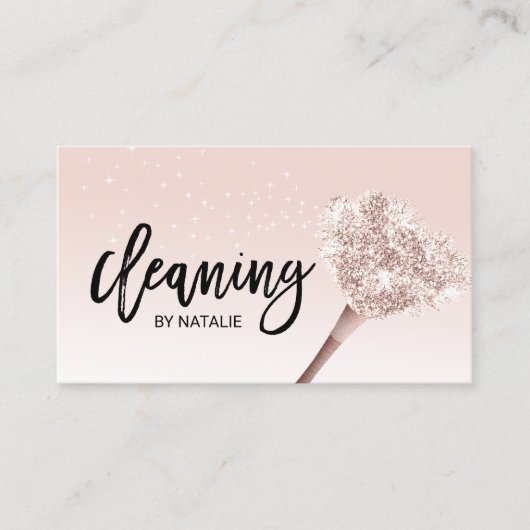 ハウスクリーニングメイドサービス赤面ピンクタイポグラフィ 名刺 (正面)