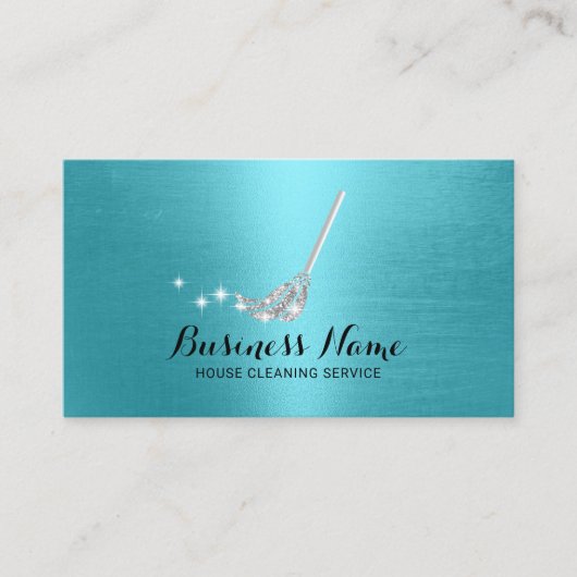 ハウスクリーニングメイドサービス銀モップターコイズ 名刺 (正面)