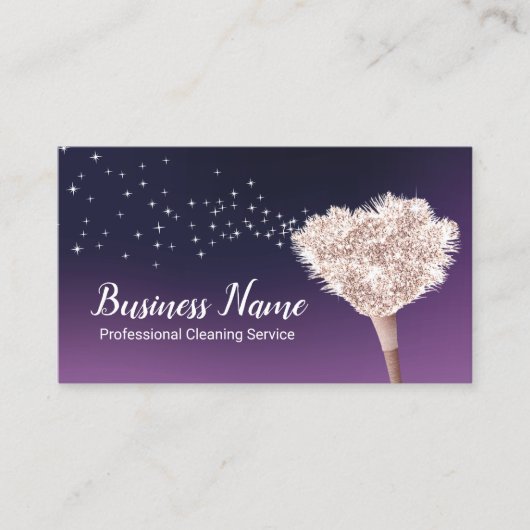 ハウスクリーニングメイドフェザーダスターパープル 名刺 (正面)