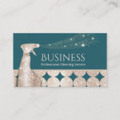 ハウスクリーニングモダンティール(緑がかった色)&金ゴールドメイドサービス 名刺 (正面)