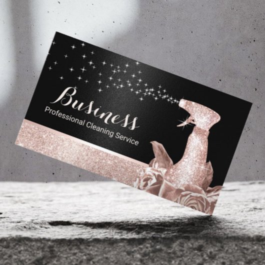 ハウスクリーニングモダンバラ金ゴールドフローラスプレーブラック 名刺